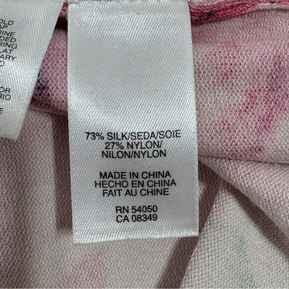 Jones New York Floral Silk Blend V Neck Cardigan Sweater Cream Pink Medium - Picture 10 of 12